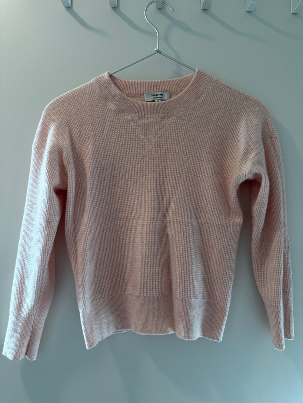 Madewell Blush Crewneck Waffle-Knit Sweater